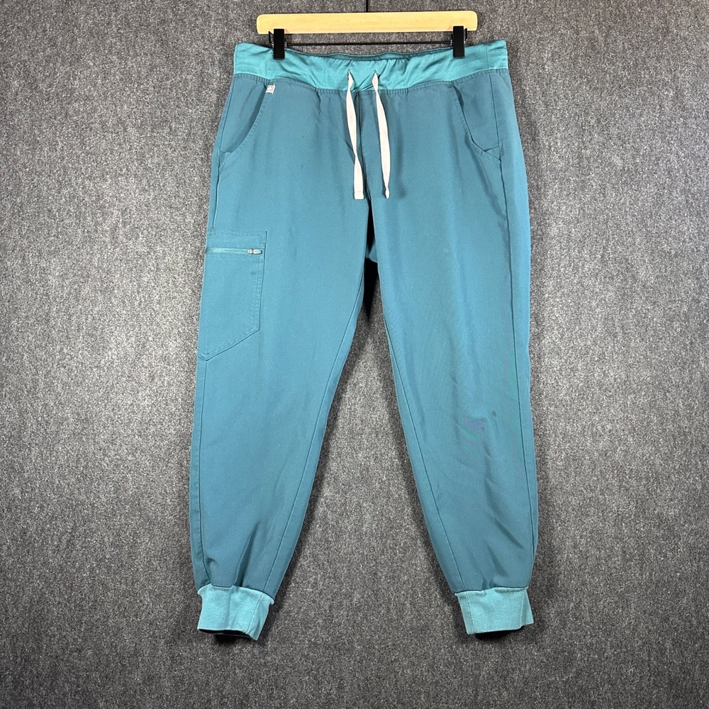 FIGS Technical Collection Zamora Jogger Scrub Pants Teal Blue Women Large Petite